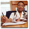 woman working at desk